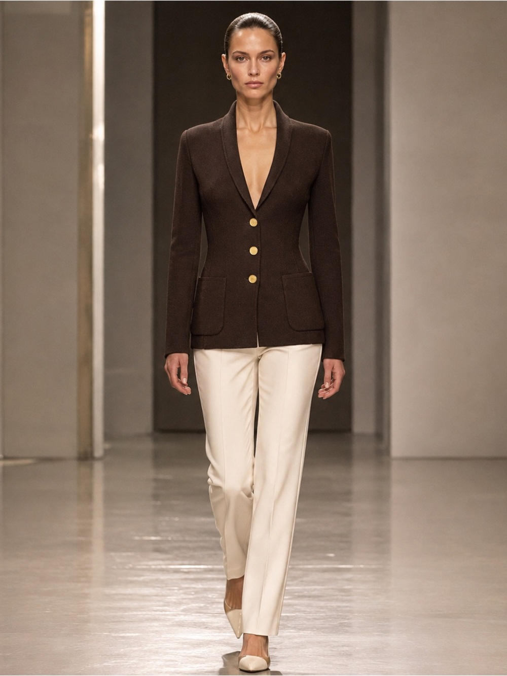 Elie Tahari Chocolate Brown Knit Blazer — XS